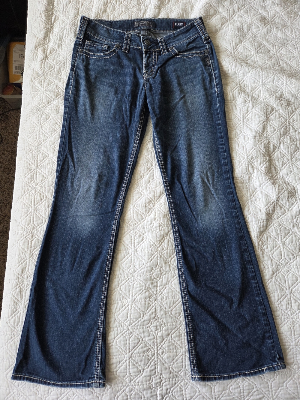 Silver Jeans Co. Suki Women Slim Bootcut Fluid Denim Jeans Blue Medium Wash READ
